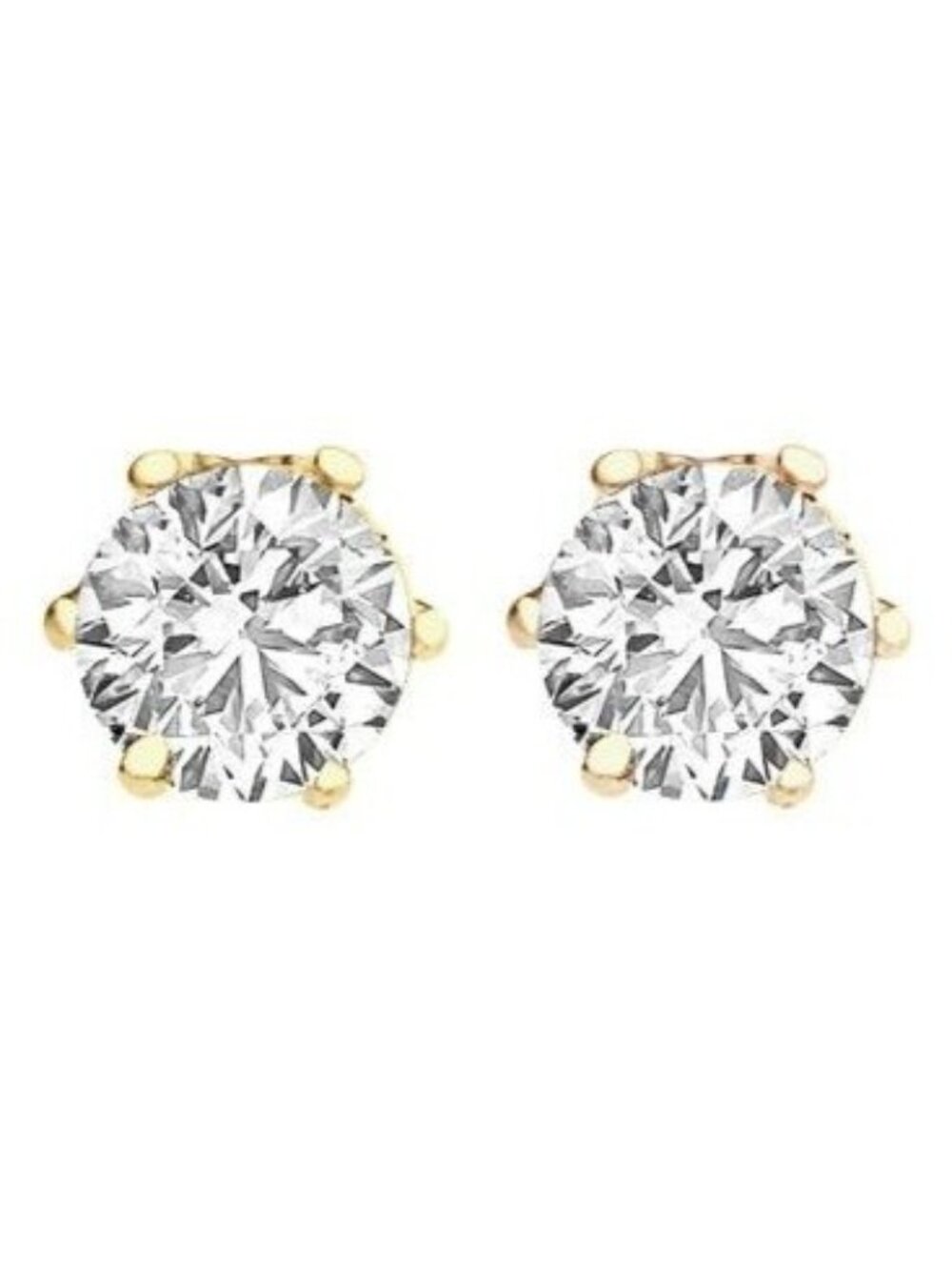 Vintage Swarovski Crystal Stud Earrings 2CT Gold Overlay Solitaire + Gift Box